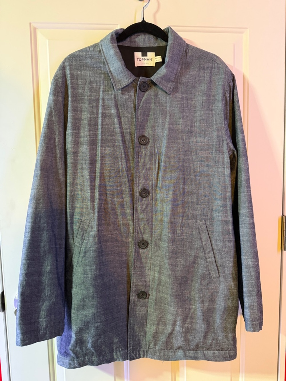 Topman Men’s Slate Blue Button-Up Jacket- Large